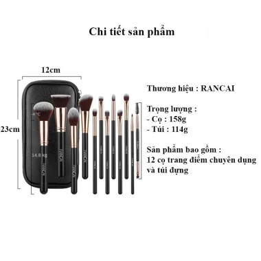 Bộ cọ trang điểm 12 món chuyên nghiệp kèm túi da đa năng - Giá ưu đãi 243.750 VND