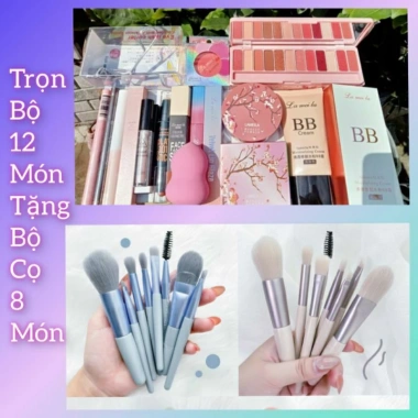 Bộ cọ trang điểm 8 món + 12 món makeup tiện lợi, giá chỉ 149.000₫, giảm tới 37k