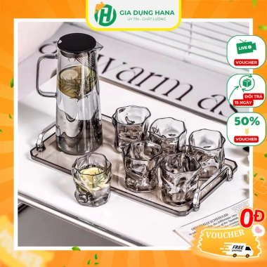Bộ Cốc Bình Nước Thuỷ Tinh 1.500ml Chịu Nhiệt - Bàn Sang Trọng Phòng Khách Giá 110k
