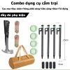 Bộ Cọc Cắm Trại + Búa Đóng Nhổ Đinh, Túi Canvas và Dây Neo Lều Tarp - Giá 84.000, Tiện Dụng Cho Dã Ngoại