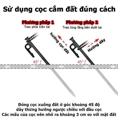 Bộ Cọc Cắm Trại + Búa Đóng Nhổ Đinh, Túi Canvas và Dây Neo Lều Tarp - Giá 84.000, Tiện Dụng Cho Dã Ngoại