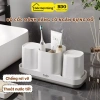 Bộ cốc đựng bàn chải, kem đánh răng mini chống rơi vỡ + khay thoát nước tháo rời, ngăn để đồ - 150.000₫