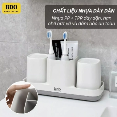 Bộ cốc đựng bàn chải, kem đánh răng mini chống rơi vỡ + khay thoát nước tháo rời, ngăn để đồ - 150.000₫ 7