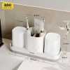 Bộ cốc đựng bàn chải, kem đánh răng mini chống rơi vỡ + khay thoát nước tháo rời, ngăn để đồ - 150.000₫ 8