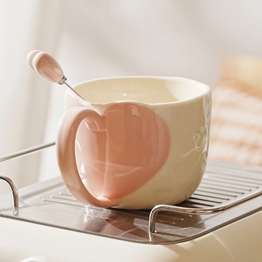 Bộ cốc tình yêu đôi 350ml ly sứ + thìa, hộp quà, quà Valentine Giá ưu đãi 116k 2