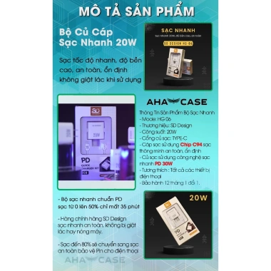 Bộ Củ Cáp Sạc Nhanh HG06 SD DESIGN cho điện thoại 7‑14, giảm còn 75.000₫ 2
