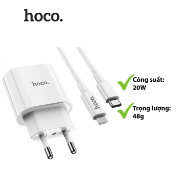 Bộ Củ Cốc Sạc Nhanh Hoco C94A PD 20W 1M – Tương Thích iPhone 6‑15 Max, Giá 122k