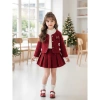 Bộ Dạ Đỏ Đính Charm Nơ Mix – Chân Váy Xếp Ly Tiểu Thư Ngày Tết cho Bé Gái, Giá 312.699₫ 3