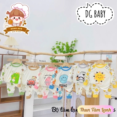 Bộ Dài Tay Bé Trai Gái Thun Tăm Lạnh Siêu Thoáng Mát Họa Tiết Hoạt Hình 6-16Kg Freeship Voucher