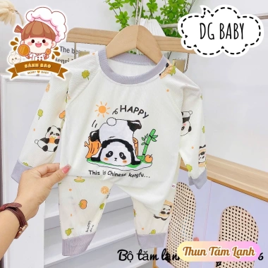 Bộ Dài Tay Bé Trai Gái Thun Tăm Lạnh Siêu Thoáng Mát Họa Tiết Hoạt Hình 6-16Kg Freeship Voucher