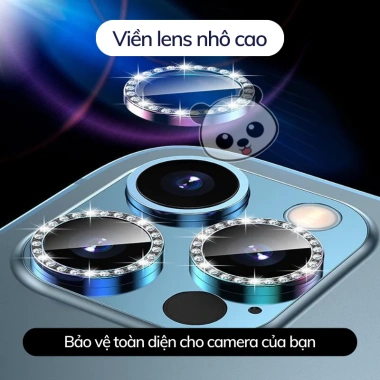 Bộ dán bảo vệ camera ĐÍNH ĐÁ sang chảnh cho iPhone 11‑14 – PandaCase giảm giá 20%