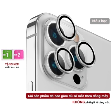 Bộ dán kim loại bảo vệ mắt camera iPhone 11‑17 Plus/Pro/Max, chống xước, chống lóa, giảm còn 22.000đ