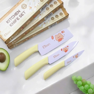 Bộ dao chế biến đồ ăn dặm cho bé Misan 3 chi tiết đáng yêu Giá ưu đãi 68.199 VND