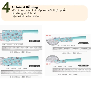 Bộ dao gọt hoa quả, dao bếp chống mài mòn, sắc nét, in hình mèo dễ thương – 35.000đ 5