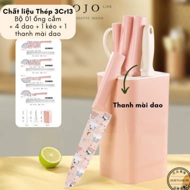 Bộ dao gọt hoa quả, dao bếp chống mài mòn, sắc nét, in hình mèo dễ thương – 35.000đ 6
