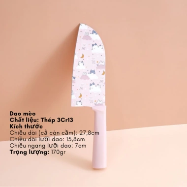 Bộ dao gọt hoa quả, dao bếp chống mài mòn, sắc nét, in hình mèo dễ thương – 35.000đ 10