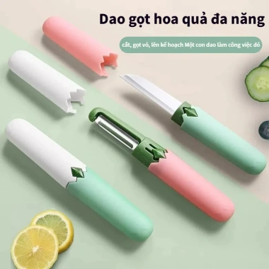 Bộ dao gọt trái cây đa năng 2 trong 1 thép không gỉ 304 - Dụng cụ gọt vỏ rau củ quả siêu bền, giá chỉ 16.000 VND