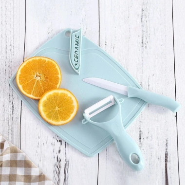 Bộ dao gọt trái cây sứ Ceramic và thớt gấp gọn, tiện du lịch, giảm còn 79.000đ