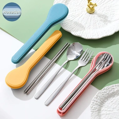 Bộ Dao Kéo 4 Mảnh Hộp Thép Không Gỉ Hàn Quốc – Dao, Nĩa, Thìa, Chopsticks Du Lịch Giá Ưu Đãi 66.440₫