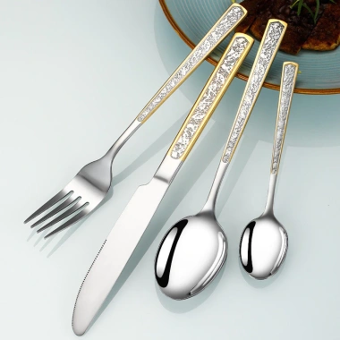 Bộ dao kéo Katelv thép không gỉ - Dao nĩa thìa súp, gương đánh bóng, tay cầm đá dày - 91.300₫ 2