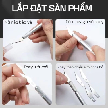 Bộ Dao Khắc Cắt Giấy Đa Năng Nhiều Đầu - Cạo Vỏ, Tỉa Cây, Khắc Gỗ - Chỉ 12.000đ