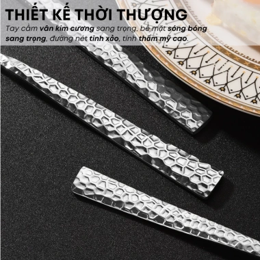 Bộ Dao Muỗng Nĩa Inox 410 Vân Kim Cương Cao Cấp – Ăn Bít Tết, Món Âu, Dùng cho Nhà Hàng, Khách Sạn – Giá 24.000 VNĐ