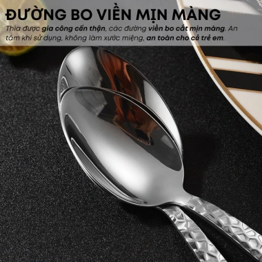 Bộ Dao Muỗng Nĩa Inox 410 Vân Kim Cương Cao Cấp – Ăn Bít Tết, Món Âu, Dùng cho Nhà Hàng, Khách Sạn – Giá 24.000 VNĐ