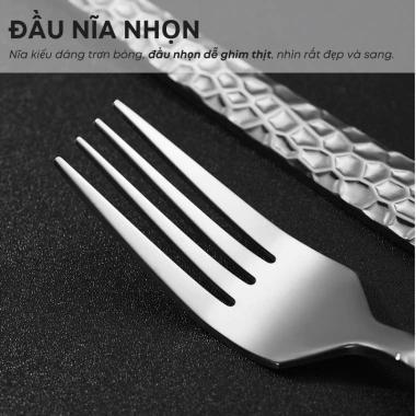 Bộ Dao Muỗng Nĩa Inox 410 Vân Kim Cương Cao Cấp – Ăn Bít Tết, Món Âu, Dùng cho Nhà Hàng, Khách Sạn – Giá 24.000 VNĐ
