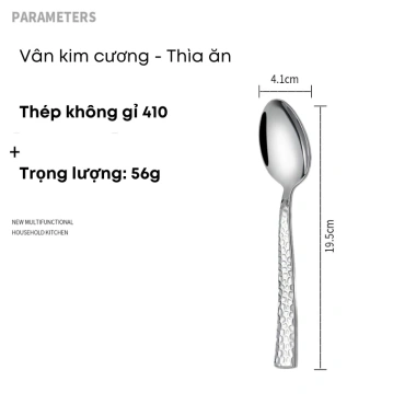 Bộ Dao Muỗng Nĩa Inox 410 Vân Kim Cương Cao Cấp – Ăn Bít Tết, Món Âu, Dùng cho Nhà Hàng, Khách Sạn – Giá 24.000 VNĐ