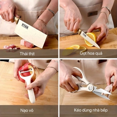 Bộ dao nhà bếp đa năng 8 món kèm kéo nạo muỗng và thớt kháng khuẩn, giá chỉ 374.400đ 8