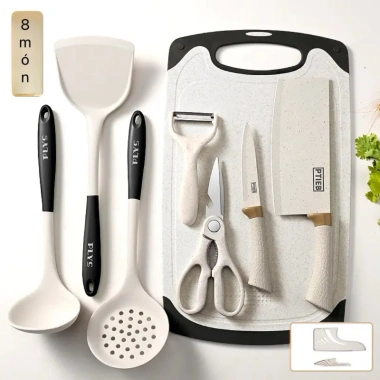 Bộ dao nhà bếp đa năng 8 món kèm kéo nạo muỗng và thớt kháng khuẩn, giá chỉ 374.400đ 10