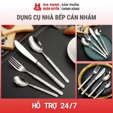 Bộ dao thìa dĩa nĩa steak inox 304 cán nhám - Dụng cụ nhà bếp khách sạn 25.000đ
