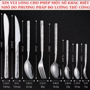 Bộ dao thìa dĩa nĩa steak inox 304 cán nhám - Dụng cụ nhà bếp khách sạn 25.000đ