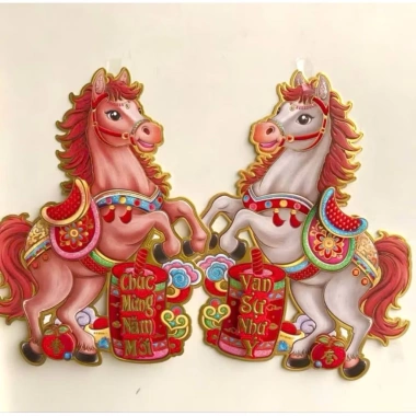 Bộ Decal 2 Ngựa Dán Cửa 3D Nổi Tết 2.026 Bính Ngọ - Giá chỉ 49.000 VND 2