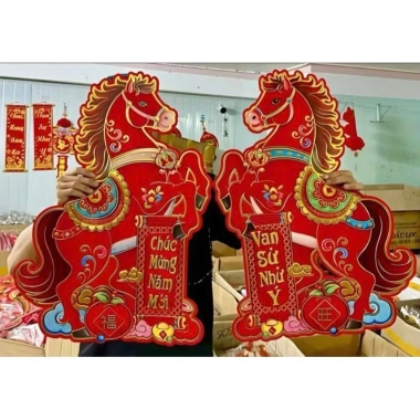 Bộ Decal 2 Ngựa Dán Cửa 3D Nổi Tết 2.026 Bính Ngọ - Giá chỉ 49.000 VND 3