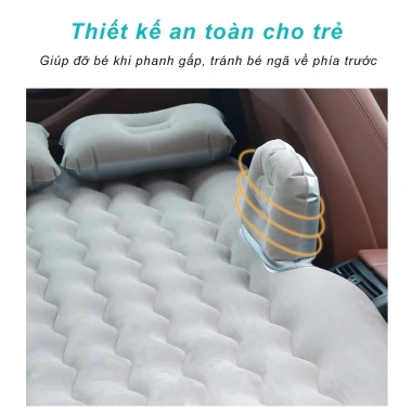 Bộ Đệm Hơi Xe Ô Tô Nhung Cao Cấp - Mềm Mịn, Êm Ái, Kèm Bơm 12V & 2 Gối, Giá 308.700đ