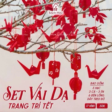 Bộ đèn lồng hạc đỏ & cá chép én đỏ 18 chi tiết – Trang trí độc đáo, giá chỉ 22.000đ