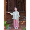 Bộ đi chùa mẹ bé gái tay loe gấm mềm mát, lễ tết thanh trúc - 225.000đ 7