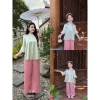 Bộ đi chùa mẹ bé gái tay loe gấm mềm mát, lễ tết thanh trúc - 225.000đ 10