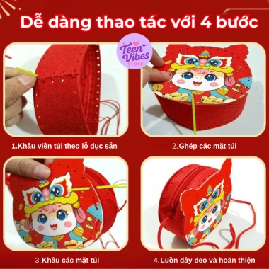 Bộ DIY Làm Túi Tết Cho Bé – Túi Handmade Đeo Chéo, Túi Lì Xì Ngày Tết, 23.920₫ 6