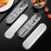 Bộ đồ ăn di động OUKEAI 304 thép không gỉ – 304 bộ thìa, đũa, nĩa phong cách Nhật Bản, hộp lưu trữ giảm 23% 3