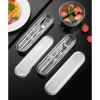 Bộ đồ ăn di động OUKEAI 304 thép không gỉ – 304 bộ thìa, đũa, nĩa phong cách Nhật Bản, hộp lưu trữ giảm 23% 7