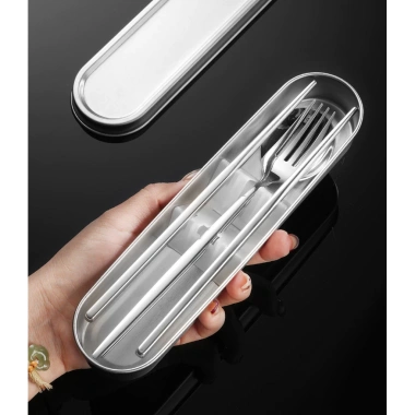 Bộ đồ ăn di động OUKEAI 304 thép không gỉ – 304 bộ thìa, đũa, nĩa phong cách Nhật Bản, hộp lưu trữ giảm 23%