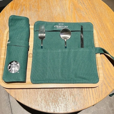 Bộ đồ ăn Starbucks thép không gỉ 304 – 3 món + túi vải, di động cho văn phòng, du lịch, giảm 20% 5 Bộ đồ ăn Starbucks thép không gỉ 304 – 3 món + túi vải, di động cho văn phòng, du lịch, giảm 20% 5