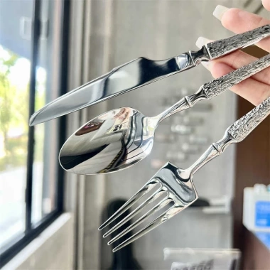 Bộ Đồ Ăn Thép Không Gỉ 304 - Dao, Nĩa, Thìa Tay Cầm Eo Nhỏ Phương Tây, Giá 30.055₫