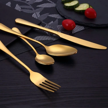 Bộ đồ ăn thép không gỉ mạ titan vàng, dao bít tết Tây, thìa súp cà phê đá, bộ thìa nĩa - Giá ưu đãi 16.960₫ 3