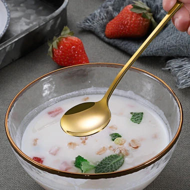 Bộ đồ ăn thép không gỉ mạ titan vàng, dao bít tết Tây, thìa súp cà phê đá, bộ thìa nĩa - Giá ưu đãi 16.960₫ 6