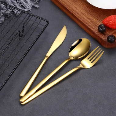 Bộ đồ ăn thép không gỉ mạ titan vàng, dao bít tết Tây, thìa súp cà phê đá, bộ thìa nĩa - Giá ưu đãi 16.960₫ 7