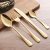 Bộ đồ ăn thép không gỉ mạ titan vàng, dao bít tết Tây, thìa súp cà phê đá, bộ thìa nĩa - Giá ưu đãi 16.960₫ 8