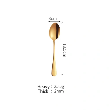 Bộ đồ ăn thép không gỉ mạ titan vàng, dao bít tết Tây, thìa súp cà phê đá, bộ thìa nĩa - Giá ưu đãi 16.960₫ 10